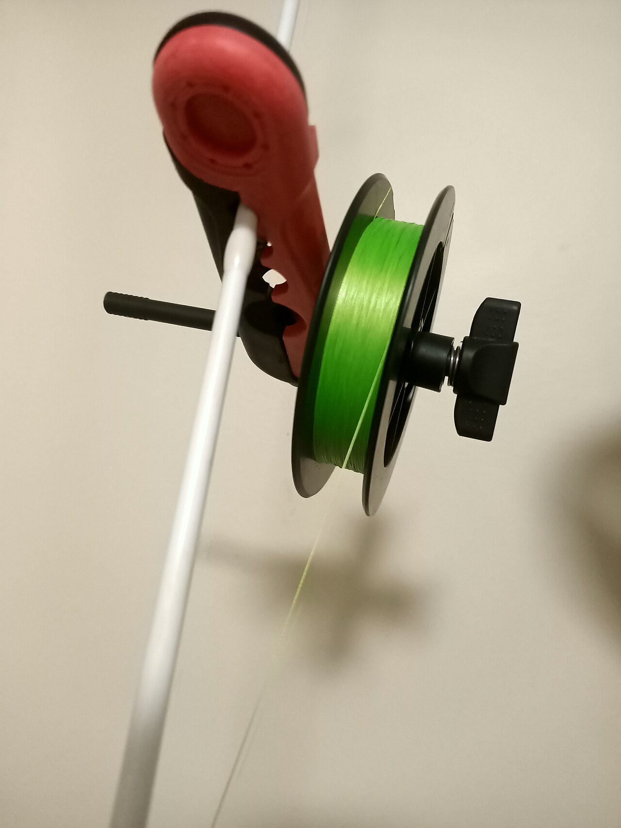 Braided fishing line spooled on a reel